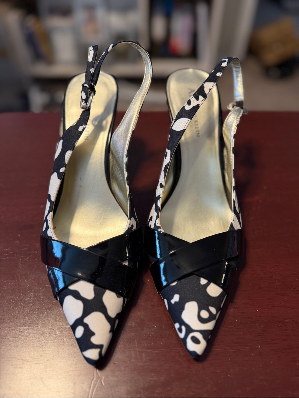 Ann Klein Black & White Slingback, Size 9, 4” Heels